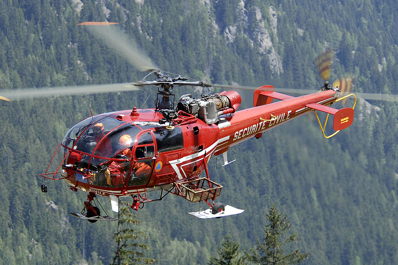 French civil security Alouette III helicopter