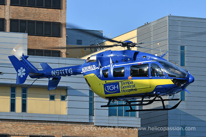 Hélicoptère EC145 N911TG Aeromed à Tampa General Hospital