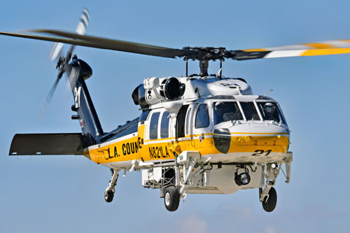 Hélicoptère S70 Firehawk du Los Angeles County Fire Department, à Whiteman Airport, Californie, USA