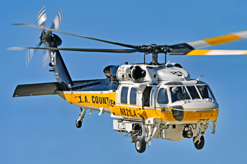 Hélicoptère S70 Firehawk du Los Angeles County Fire Department, à Whiteman Airport, Californie, USA