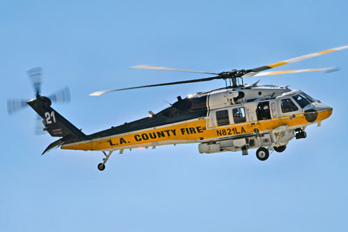 Hélicoptère S70 Firehawk du Los Angeles County Fire Department, à Whiteman Airport, Californie, USA