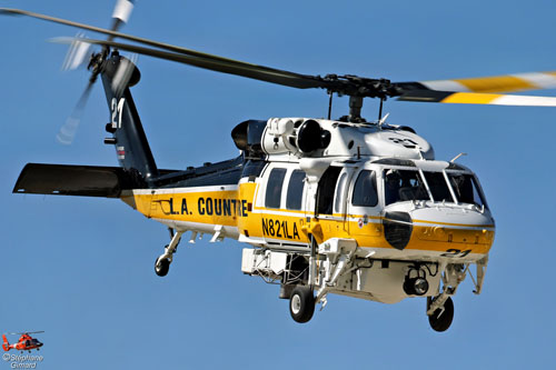 Hélicoptère S70 Firehawk du Los Angeles County Fire Department, à Whiteman Airport, Californie, USA